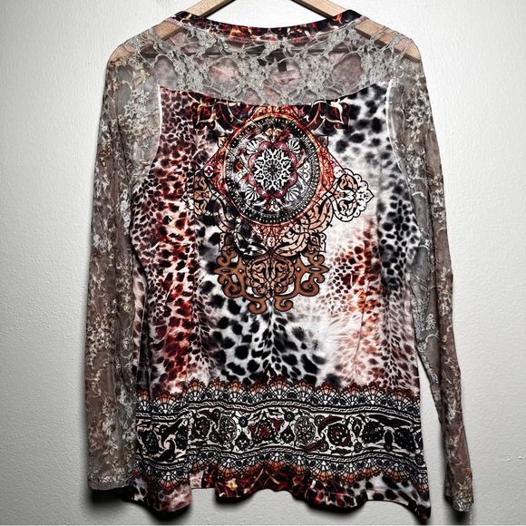 NEW Direction y2k Cyber Grunge Top XL Rhinestone Art Micro Mesh Sleeve Black - Picture 7 of 10